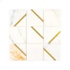 Jazzy White/Gold 11.75 in. x 11.75 in. Square Honed Calacatta Marble/Gold Metal Mosaic Tile (9.588 sq. ft./Case) by Jeffrey Court