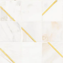 Jazzy White/Gold 11.75 in. x 11.75 in. Square Honed Calacatta Marble/Gold Metal Mosaic Tile (9.588 sq. ft./Case) by Jeffrey Court -The Elite Tile Sales Store white jeffrey court marble tile 13031 a0 1000