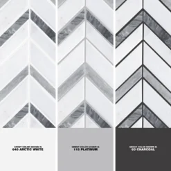 Glacier Edge White and Gray 9.875 in. x 11.25 in. Chevron Honed Marble Floor and Wall Mosaic Tile (0.771 sq. ft./Each) by Jeffrey Court -The Elite Tile Sales Store white jeffrey court marble tile 95672 1d 1000