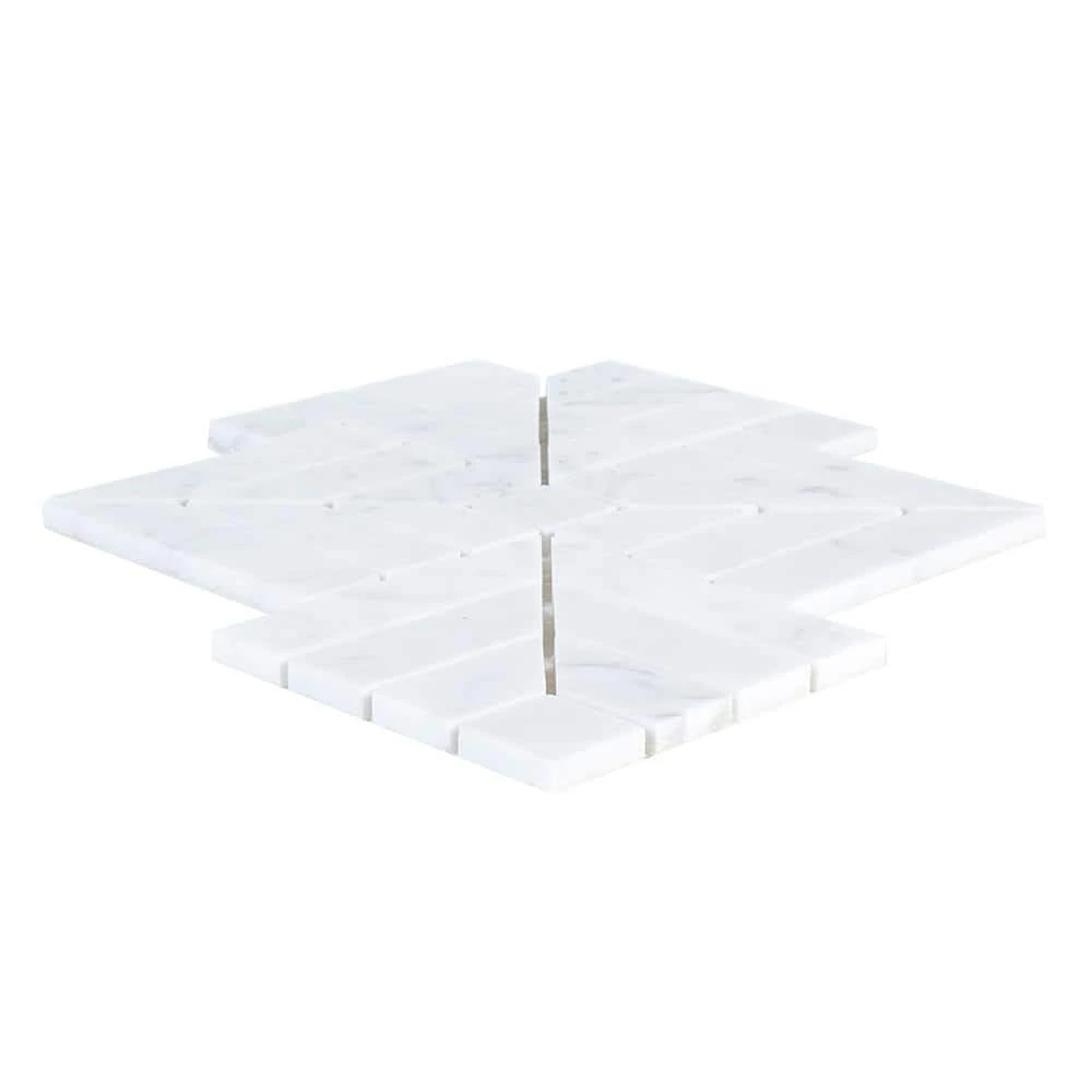 Wetherly White 9.5 in. x 9.5 in. Geometric Polished Marble Wall and Floor Mosaic Tile (5.69 sq. ft./Case) by Jeffrey Court 5 Wetherly White 9.5 in. x 9.5 in. Geometric Polished Marble Wall and Floor Mosaic Tile (5.69 sq. ft./Case) by Jeffrey Court - Image 3
