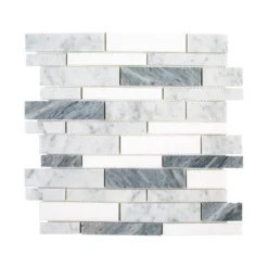 Lombard Fog White 11.75 in. x 11.75 in. Interlocking Semi-Polished Marble Mosaic Tile (9.588 sq. ft./Case) by Jeffrey Court
