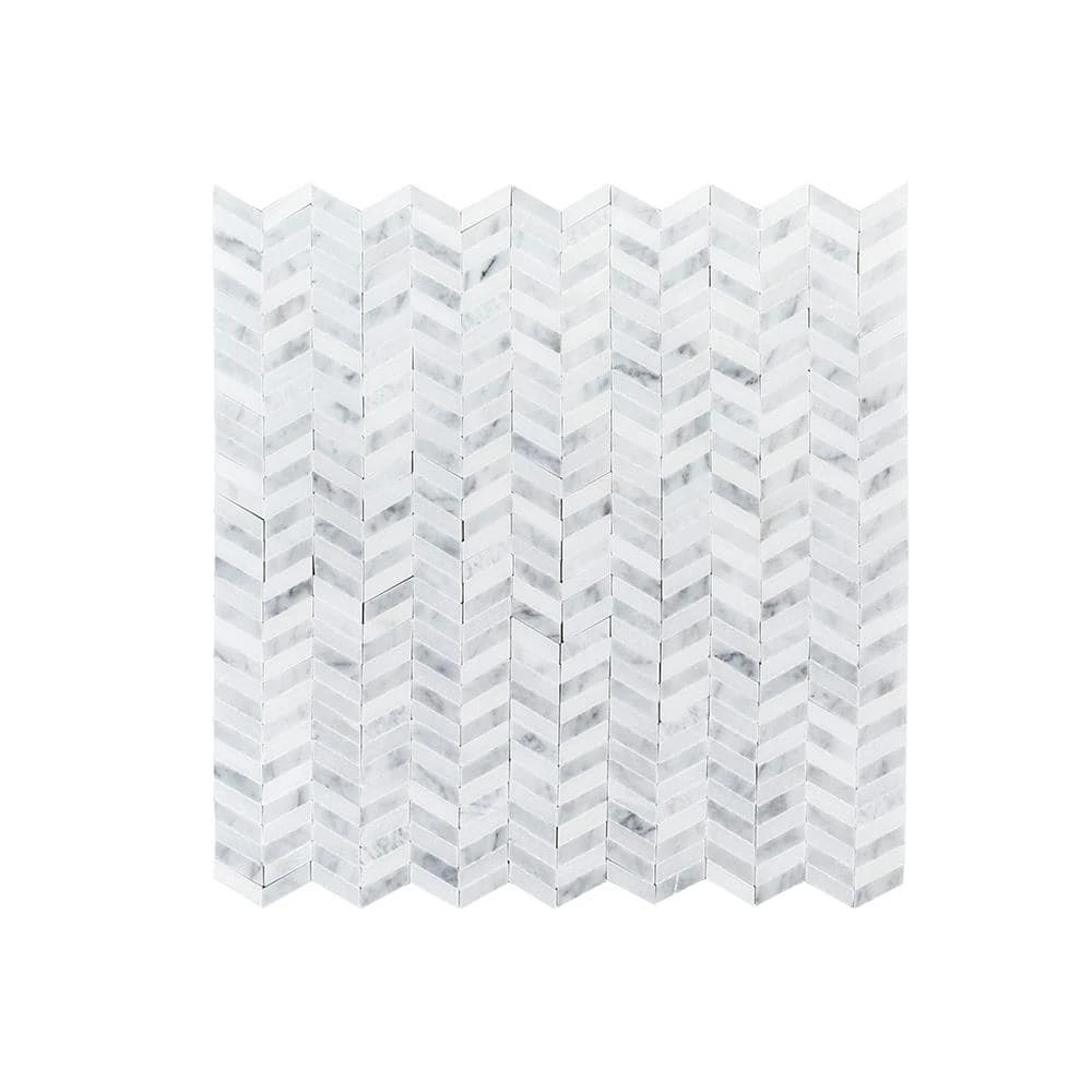 Lakeview White 12.125 in. x 12 in. Chevron Polished Marble Wall and Floor Mosaic Tile (10.10 sq. ft./Case) by Jeffrey Court 3 Lakeview White 12.125 in. x 12 in. Chevron Polished Marble Wall and Floor Mosaic Tile (10.10 sq. ft./Case) by Jeffrey Court
