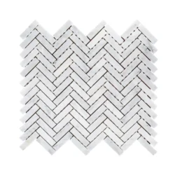 Jet Stream White 10.125 in. x 11.125 in. Herringbone Honed Marble Floor and Wall Mosaic Tile (7.82 sq. ft./Case) by Jeffrey Court
