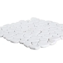 Winter Court White 11.5 in. x 11.5 in. Pebble Honed Marble Wall and Floor Mosaic Tile (9.18 sq. ft./Case) by Jeffrey Court -The Elite Tile Sales Store white jeffrey court marble tile 96005 40 1000