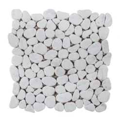 Winter Court White 11.5 in. x 11.5 in. Pebble Honed Marble Wall and Floor Mosaic Tile (9.18 sq. ft./Case) by Jeffrey Court