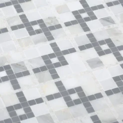 Madras Cotton White 12.5 in. x 12.5 in. Geometric Marble Wall and Floor Mosaic Tile (10.8 sq. ft./Case) by Jeffrey Court -The Elite Tile Sales Store white jeffrey court marble tile 96613 1d 1000