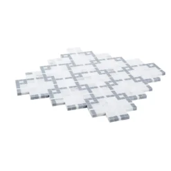 Madras Cotton White 12.5 in. x 12.5 in. Geometric Marble Wall and Floor Mosaic Tile (10.8 sq. ft./Case) by Jeffrey Court -The Elite Tile Sales Store white jeffrey court marble tile 96613 40 1000