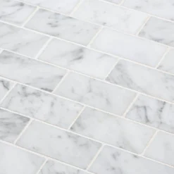 Coastal Haze White 12.125 in. x 12.5 in. Interlocking Polished Marble Wall and Floor Mosaic Tile (10.52 sq. ft./Case) by Jeffrey Court -The Elite Tile Sales Store white jeffrey court marble tile 96617 1d 1000