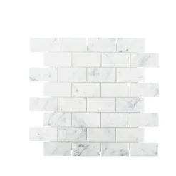 Coastal Haze White 12.125 in. x 12.5 in. Interlocking Polished Marble Wall and Floor Mosaic Tile (10.52 sq. ft./Case) by Jeffrey Court