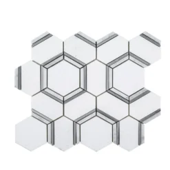 Locket White 12 in. x 10.375 in. Hexagon Polished Marble Wall and Floor Mosaic Tile (8.64 sq. ft./Case) by Jeffrey Court