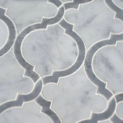 Casablanco White 10.75 in. x 9.5 in. Arabesque Polished Marble Wall and Floor Mosaic Tile (7.09 sq. ft./Case) by Jeffrey Court -The Elite Tile Sales Store white jeffrey court marble tile 96775 1d 1000