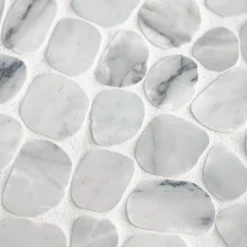 Sand Dollar White Pebble 11.75 in. x 11.75 in. Polished Marble Wall and Floor Mosaic Tile (9.58 sq. ft./Case) by Jeffrey Court -The Elite Tile Sales Store white jeffrey court marble tile 96785 1d 1000