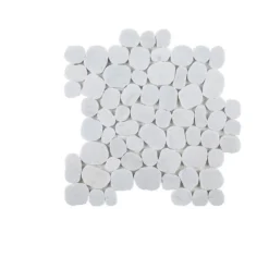 Sand Dollar White Pebble 11.75 in. x 11.75 in. Polished Marble Wall and Floor Mosaic Tile (9.58 sq. ft./Case) by Jeffrey Court
