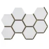 Laurel Brass White 8.5 in. x 14.875 in. Hexagon Honed Marble/Gold Metal Wall and Floor Mosaic Tile (8.78 sq. ft./Case) by Jeffrey Court -The Elite Tile Sales Store white jeffrey court marble tile 96791 64 1000