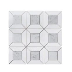 Doheny Thassos White 12.375 in. x 12.375 in. Basket Weave Mixed Marble Wall and Floor Mosaic Tile (10.63 sq. ft./Case) by Jeffrey Court