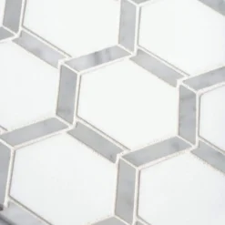 Norton White 11.75 in. x 11.875 in. Hexagon Semi Polished Marble Wall and Floor Mosaic Tile (9.689 sq. ft./Case) by Jeffrey Court -The Elite Tile Sales Store white jeffrey court marble tile 96797 1d 1000