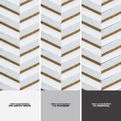 Dreamcicle White 11.875 in. x 11.875 in. Chevron Marble/Gold Metal Floor and Wall Mosaic Tile (0.979 sq. ft./Each) by Jeffrey Court -The Elite Tile Sales Store white jeffrey court marble tile 97936 1d 1000