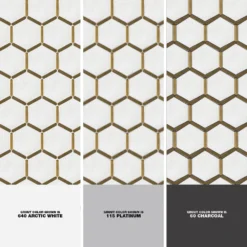 Karats White 10.625 in. x 11.125 in. Hexagon Polished Marble/Gold Metal Floor and Wall Mosaic Tile (0.820 sq. ft./Each) by Jeffrey Court -The Elite Tile Sales Store white jeffrey court marble tile 97937 1d 1000