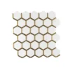 Karats White 10.625 in. x 11.125 in. Hexagon Polished Marble/Gold Metal Floor and Wall Mosaic Tile (0.820 sq. ft./Each) by Jeffrey Court