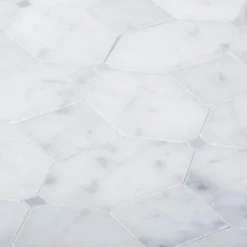 Hillcrest White 9.875 in. x 9.875 in. Geometric Marble Wall and Floor Mosaic Tile (6.77 sq. ft./Case) by Jeffrey Court -The Elite Tile Sales Store white jeffrey court marble tile 98474 1d 1000