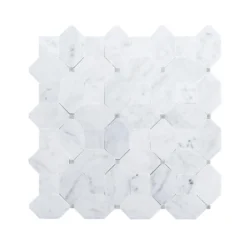Hillcrest White 9.875 in. x 9.875 in. Geometric Marble Wall and Floor Mosaic Tile (6.77 sq. ft./Case) by Jeffrey Court
