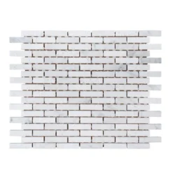 Snowed In White 11.75 in. x 9.75 in. Interlocking Textured Marble Mosaic Tile (7.95 sq. ft./Case) by Jeffrey Court