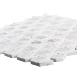 Primrose Chapel White 11.875 in. x 11.75 in. Basket Weave Textured Marble Wall & Floor Mosaic Tile (9.588 sq. ft./Case) by Jeffrey Court -The Elite Tile Sales Store white jeffrey court marble tile 99280 40 1000