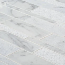 Restful Sea White 10.5 in. x 10.75 in. Interlocking Textured Marble Wall and Floor Mosaic Tile (7.839 sq. ft./Case) by Jeffrey Court -The Elite Tile Sales Store white jeffrey court marble tile 99471 1d 1000