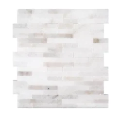 Cotton Valley White 11.75 in. x 12 in. Interlocking Polished Marble Mosaic Tile (9.79 sq. ft./Case) by Jeffrey Court