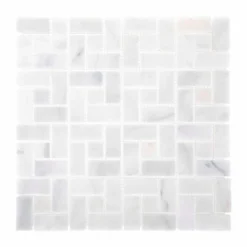 Ice Blocks White 11.875 in. x 11.875 in. Honed Marble Wall and Floor Mosaic Tile (9.79 sq. ft./Case) by Jeffrey Court