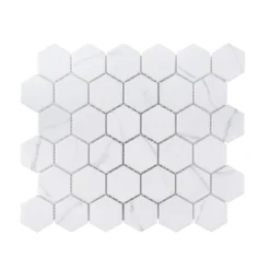 Whisper Valley White 11 in. x 12.625 in. Hexagon Matte Porcelain Wall and Floor Mosaic Tile (0.964 sq. ft./Each) by Jeffrey Court