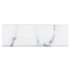 Carrara Inkjet White 2 in. x 6 in. Matte Ceramic Wall Single Bullnose Tile by Jeffrey Court