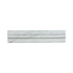 Carrara White 2.5 in. x 11.75 in. Honed Marble Wall Crown Tile by Jeffrey Court