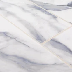 Glossy Ocean Carrara White 4 in. x 12 in. Subway Gloss Ceramic Wall Tile (9.687 sq. ft./Case) by Jeffrey Court -The Elite Tile Sales Store white ocean jeffrey court ceramic tile 13010 77 1000