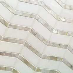 Blazon White Thassos And Mother Of Pearl Herringbone 11 3/4 in. x 11 5/8 in. Polished Glass Mosaic Tile by Ivy Hill Tile -The Elite Tile Sales Store white thassos and mother of pearl ivy hill tile marble tile ext3rd101337 1f 1000