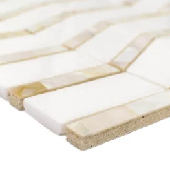Blazon White Thassos And Mother Of Pearl Herringbone 11 3/4 in. x 11 5/8 in. Polished Glass Mosaic Tile by Ivy Hill Tile -The Elite Tile Sales Store white thassos and mother of pearl ivy hill tile marble tile ext3rd101337 40 1000