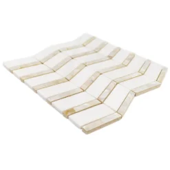 Blazon White Thassos And Mother Of Pearl Herringbone 11 3/4 in. x 11 5/8 in. Polished Glass Mosaic Tile by Ivy Hill Tile -The Elite Tile Sales Store white thassos and mother of pearl ivy hill tile marble tile ext3rd101337 4f 1000