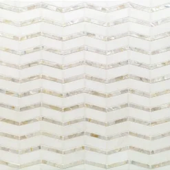Blazon White Thassos And Mother Of Pearl Herringbone 11 3/4 in. x 11 5/8 in. Polished Glass Mosaic Tile by Ivy Hill Tile